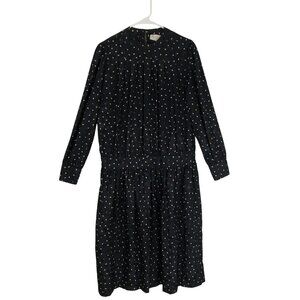 Vintage Ms. Chaus Black Long-Sleeve Dress With Abstract Triangle Pattern Size 12